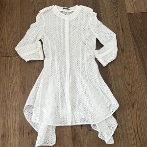 McQueen Iconic Ivory Eyelet Long Peplum Blouse, size 42